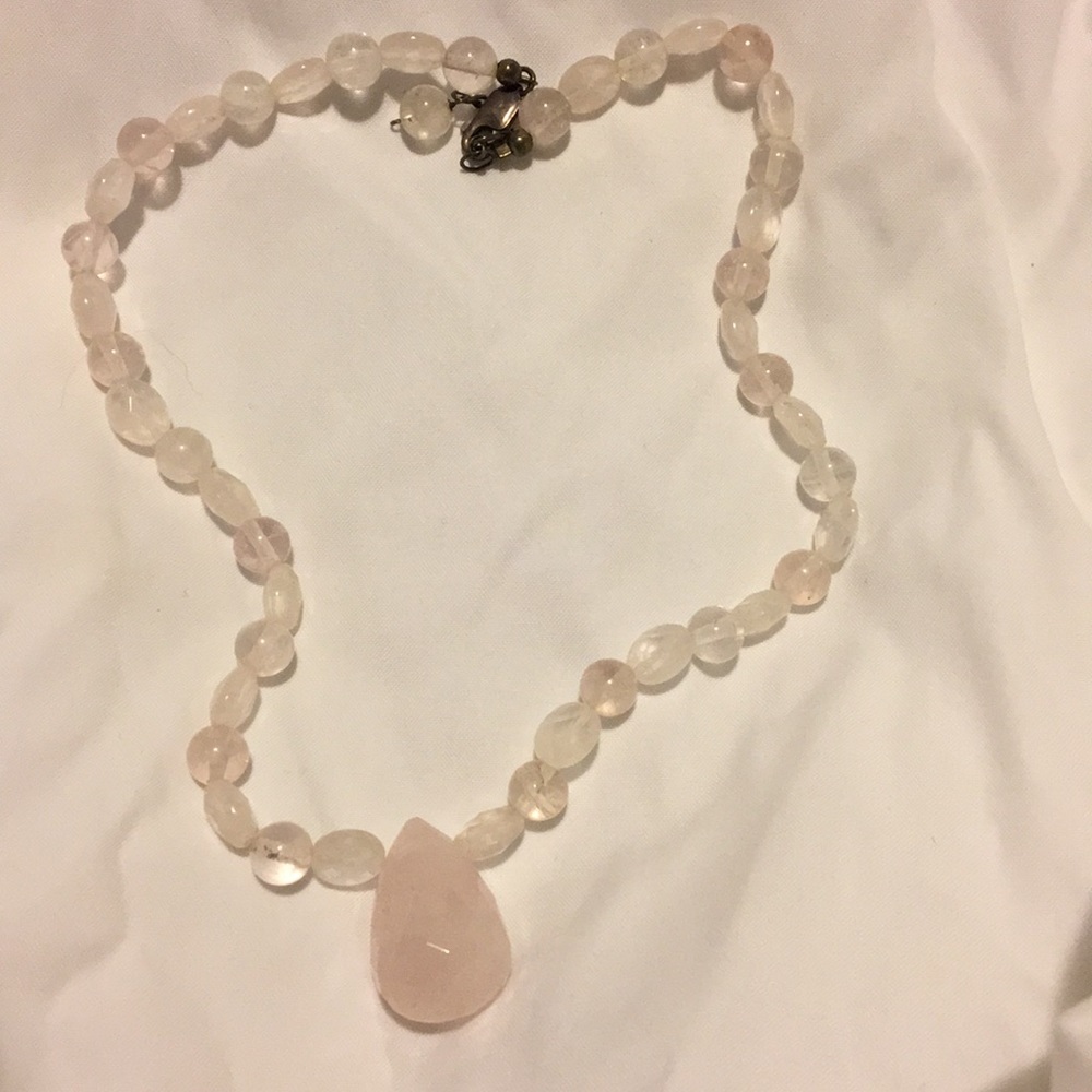 .925 Clasp Pink Quartz Necklace 16”